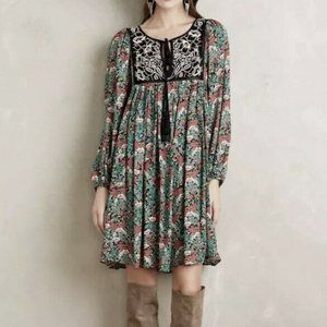 Anthropologie Floreat Ottawa Peasant Bohemian Dress | Multicolor | Large